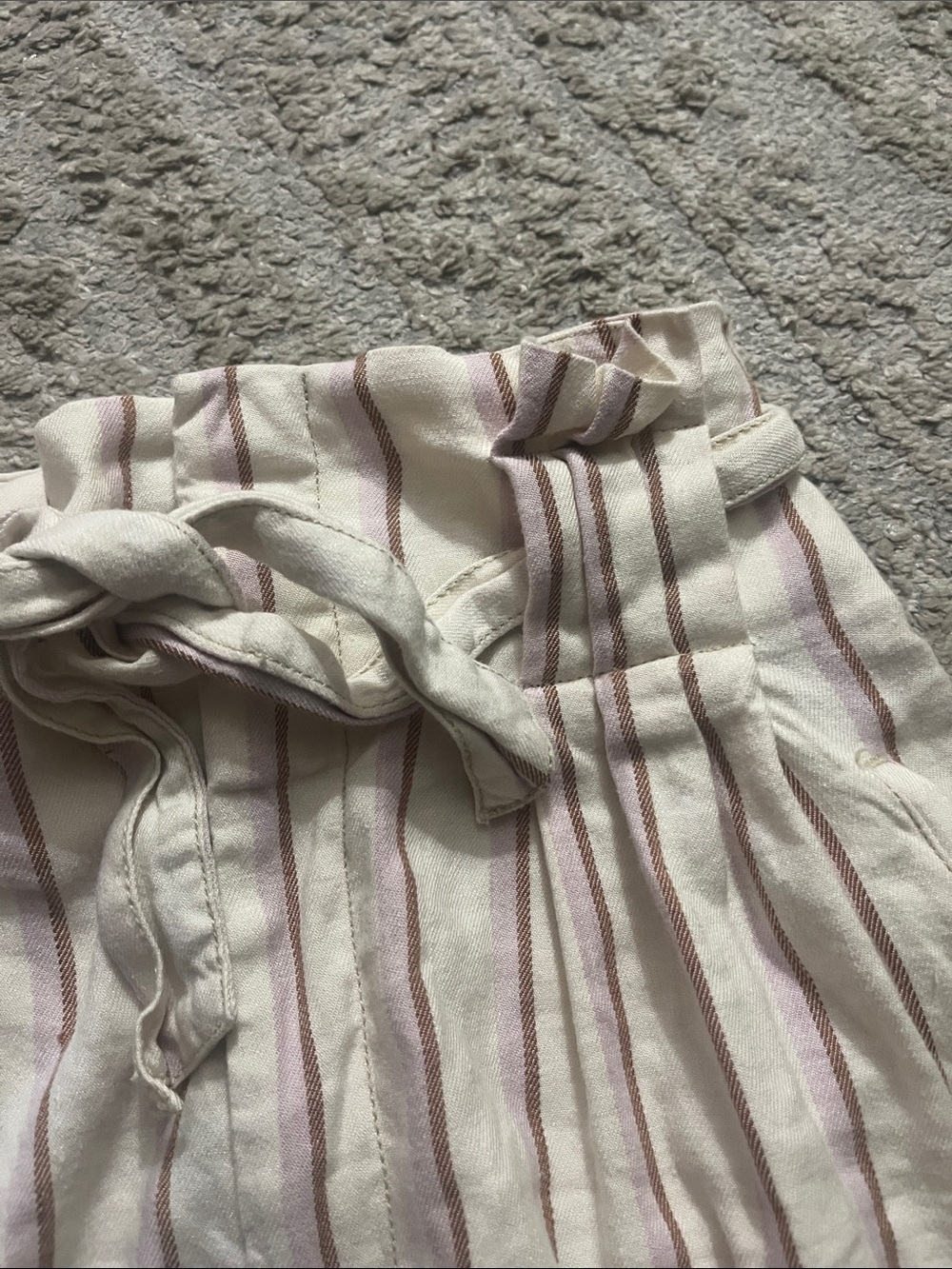 by Anthropologie Edisto Linen High-Waist Paperbag 4.5in Inseam Stripe Shorts 2 - Picture 10 of 11